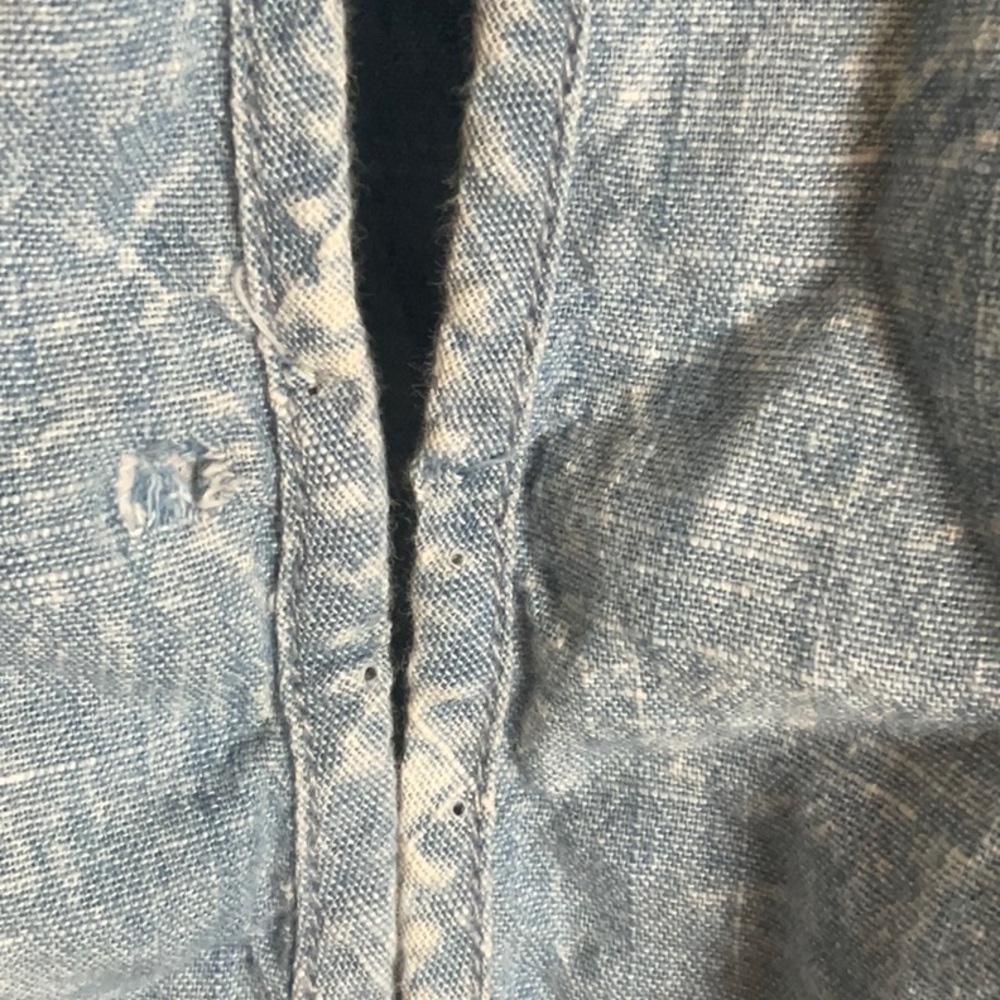 7 For All Mankind Denim Ruffle Romper Size Small Blue Acid Wash Jumpsuit - Picture 11 of 15
